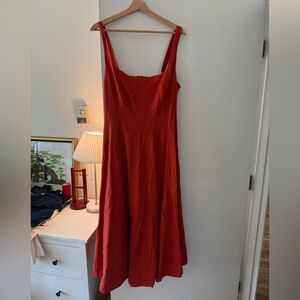 Christian Lacroix Orange Linen Midi Sundress